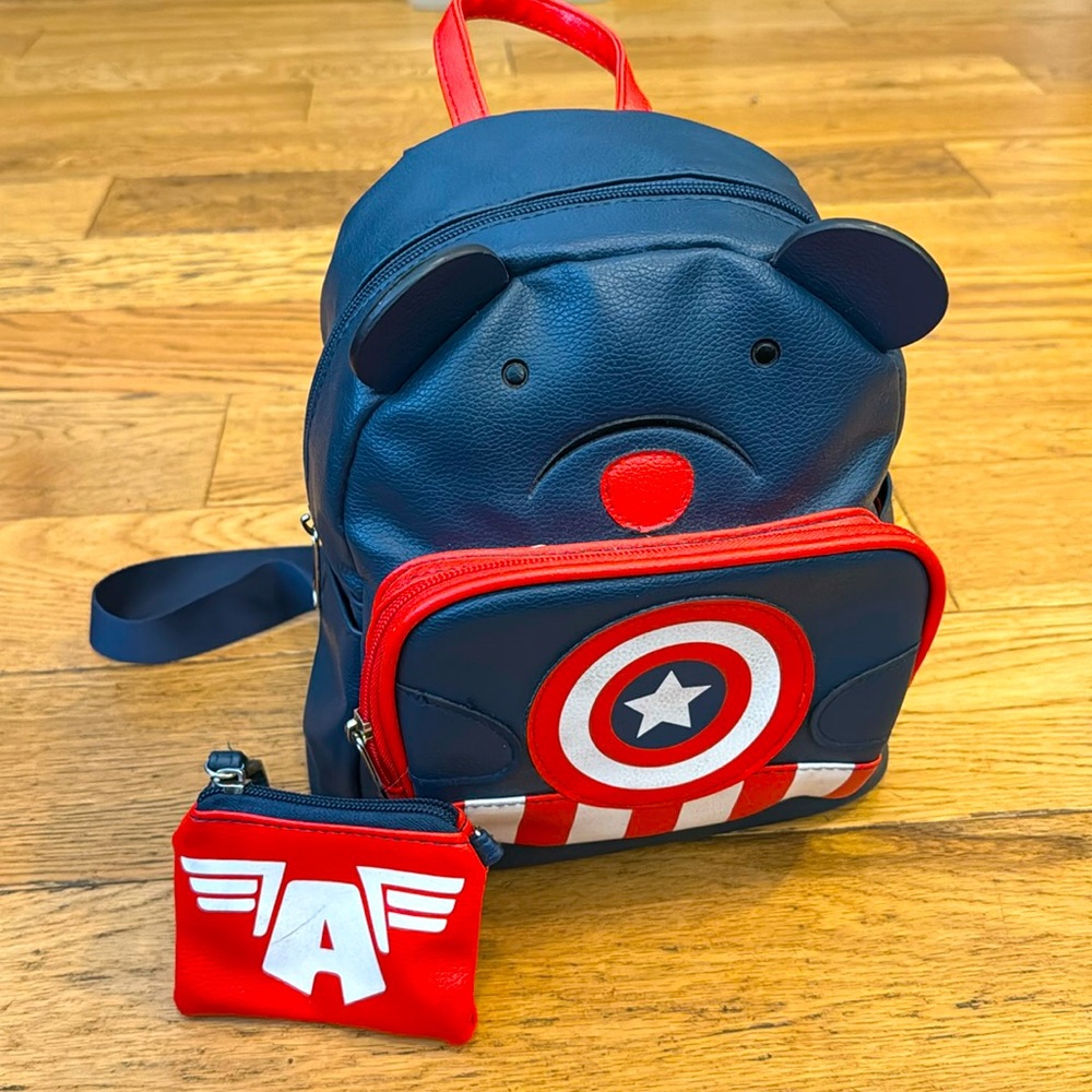 Captain America Bear Backpack with Coin Purse